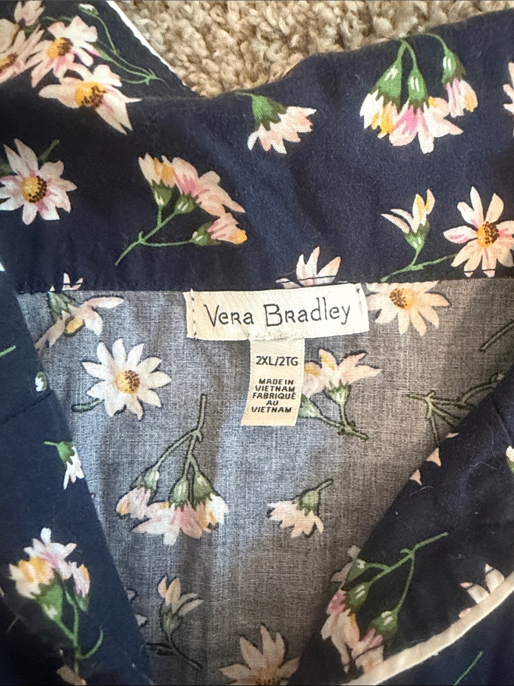 Vera Bradley Navy Floral Sleep set with Pink & White Daisies - Picture 2 of 6